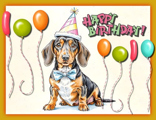 Dachshund happy birthday card - dachshund,