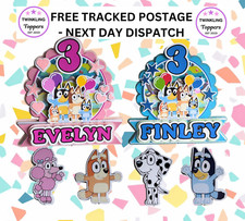 Bluey Cake Topper - 3d Personalised- Pink Or Blue + Optional Cup Cake Toppers.