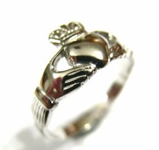 Genuine 9ct 375 Solid White Gold Claddagh Celtic Friendship Ring In Your Size
