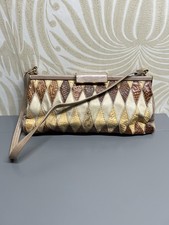 Vintage Jane Shilton Beige Snake Skin Leather Clutch / Shoulder Bag Handbag