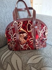Lovely  Tosca Blu  Leather Handbag Theme   Horses Deep Red Colour  Velvet Feel