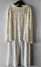 M&S Girls Pyjamas Ivory Ribbed