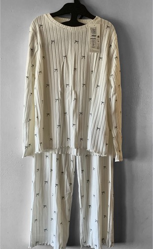 Girls pyjamas ivory ribbed - pyjamas,