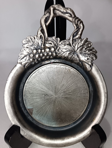 Pewter wine bottle coaster - bottle,