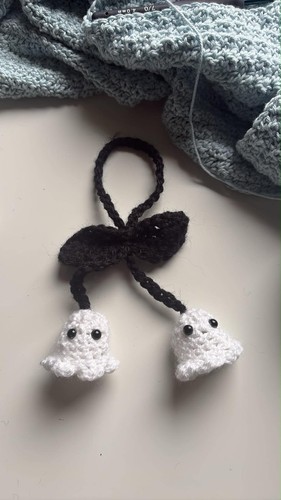 Handmade crochet ghost bow - handmade,
