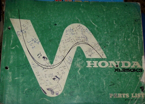 Honda xl250k3 part list - xl250k3,