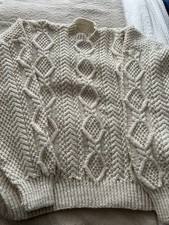 Aran Jumper Cream Hand Knitted Brand New Extra Large