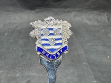 VINTAGE WHITBY ENAMEL SILVER TONE CHROME TEA  CADDY SPOON