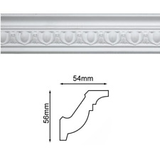 Coving/Cornice White Egg & Dart Detail 2.9m x 75mm(Looks like Plaster)Styrene 