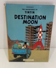 VINTAGE 1971 HB TINTIN DESTINATION MOON CARTOON BOOK COMIC HARD COVER HERGE BB19