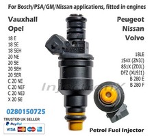 Petrol Fuel Injector 0280150725 for Vauxhall Opel Peugeot Nissan Volvo engines