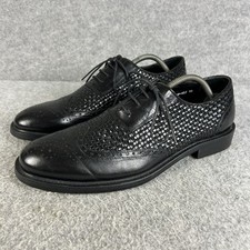Shuclub Formal Shoes Mens UK 10 Black Leather Lace Up Weave Brogue MINT RRP:£299