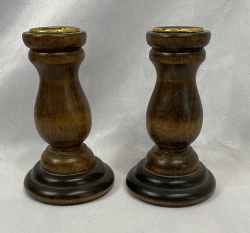 Vintage wooden candlestick - vintage,