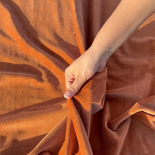 Terracotta cotton velvet - cotton,