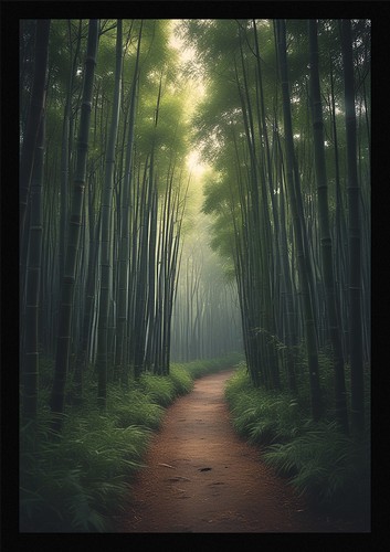 Soft forest path framed - forest, wall