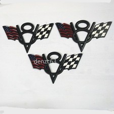 3x Black Matte V8 USA Flag