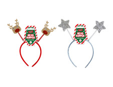 Adult’s/KIDS Christmas Glittered Head Boppers Novelty Headbands Fancy Dress.