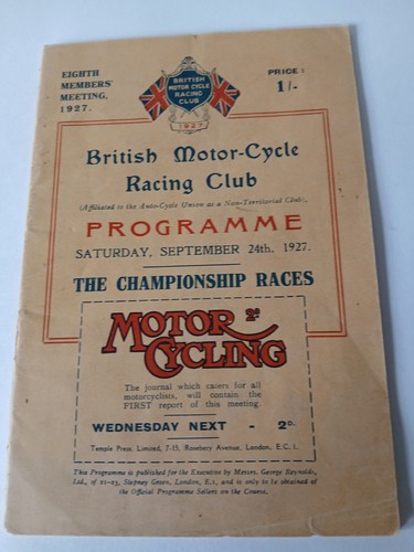 Brooklands programme 1927 - programme,