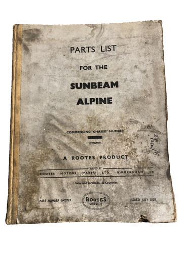 Sunbeam alpine 1953 - 1953-1961, spare