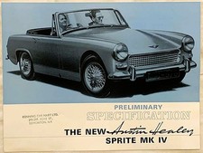 Austin Healey Sprite Mk lV Preliminary Specification brochure c1967 - #2389