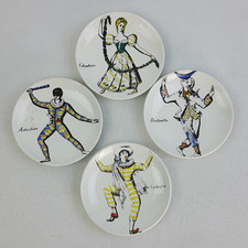 Piero Fornasetti Maschere - 4x 8cm Porcelain Coasters / Small Plates - Vintage