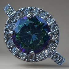 STUNNING Sterling Silver Round 9mm Rainbow MYSTIC TOPAZ GEMSTONE Ring Size O 1/2