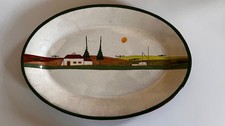 Hand Painted  Pottery Oval Plate Portugal, terracotta
