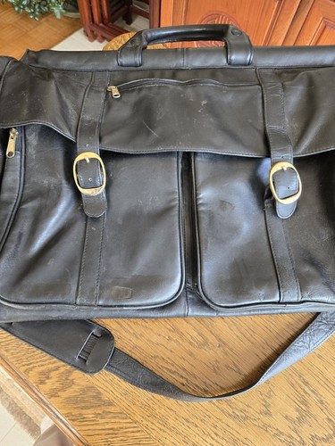 Large black genuine - genuine, leather