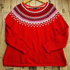 US Import Lands End Icelandic Style Red Womens Jumper Pullover Size L