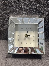 Dunelm Glass Panelled Mirror Mantel Clock 5 3/8" Square - Working
