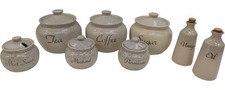 Shelf Pottery Stoneware Canister Jar Set Tea Coffee Sugar Oil Vinegar