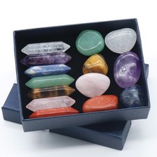14Pc/set Reiki Healing Crystals Kit w/ Gift Box Natural Crystal Quartz