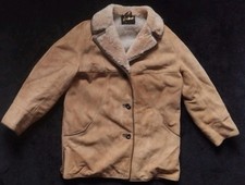 HEATONA Sheepskin Grain Leather Suede Coat Size Medium 16 UK Shearling Jacket