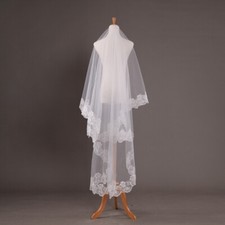 3/1.5M White Ivory Cathedral Length Lace Edge Bride Wedding Party Bridal Veil