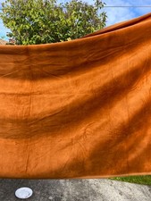 Large Vintage Gold Burnt Orange Velvet Fabric Textiles Material Sheet Throw