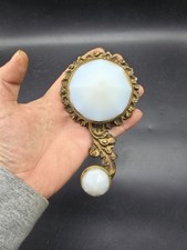 Victorian Gilt  Brass And White Glass Servant's Lever Mechanical Bell Pull 