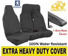 HEAVY DUTY WATERPROOF BLACK VAN SEAT COVERS 2+1 FOR PEUGEOT BOXER + ARM COVER