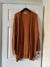 Papaya Women Mustard Cardigan Size XL Wool Knit Long Sleeve Open Front