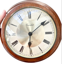 Cavendish Quartz Wall Clock –Vintage  Mahogany Finish, Roman Numerals