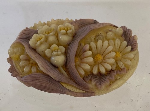 Celluloid floral flower brooch - floral,