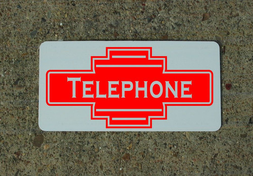 Telephone red metal sign - telephone,