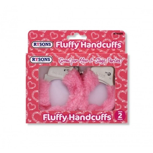 Furry pink metal - pink, handcuffs