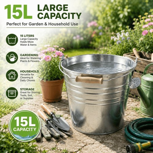 15l galvanised steel bucket - steel,