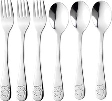 6pc Kids Stainless Steel Silverware Set - Toddler Forks & Spoons, Portable