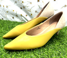 M&S Insolia Kitten Heel Shoes UK 3 Two Tone Low Court Style Mustard Lime