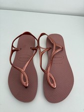 LADIES NEW HAVAIANAS LUNA ROSE PINK STRAPPY FLIP FLOPS SIZE 37/38 SIZE UK 4/5