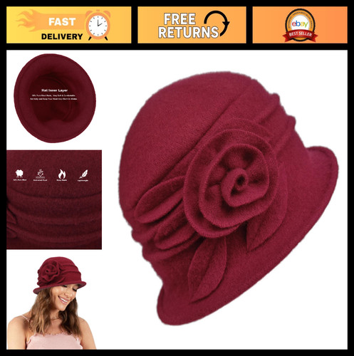 Vintage floral wool cloche - vintage,
