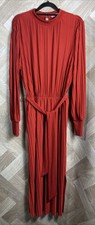 Oasis Red Pleated Dress Long