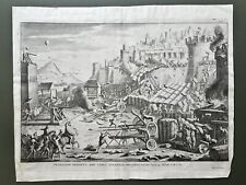 Emperor Vespasian Besieging & Conquering Yodfat 1725 J P Lebas  Copper Engraving