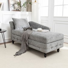 Grey Chenille Chaise Longue